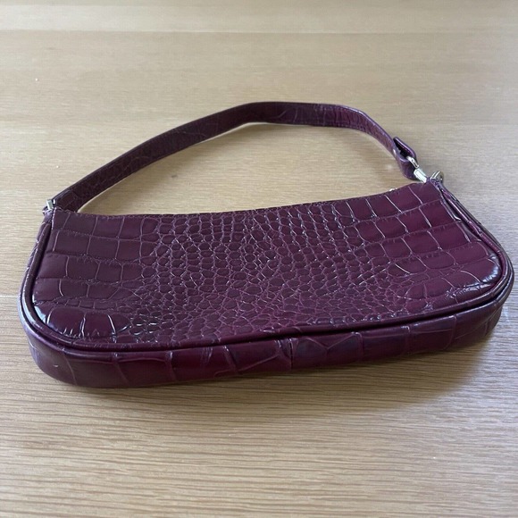 By Far Rachel Croco Embossed Leather Nutella Purple Shoulder Bag Purse $390 - Picture 5 of 7